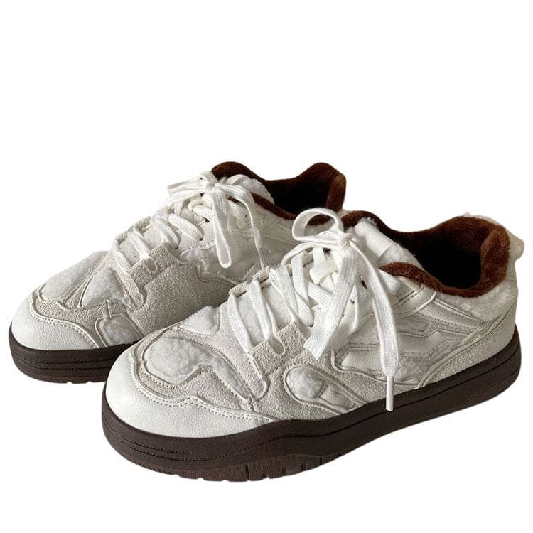 Casual White Soft Sneakers - EU36 (US6.0) / Grey/brown