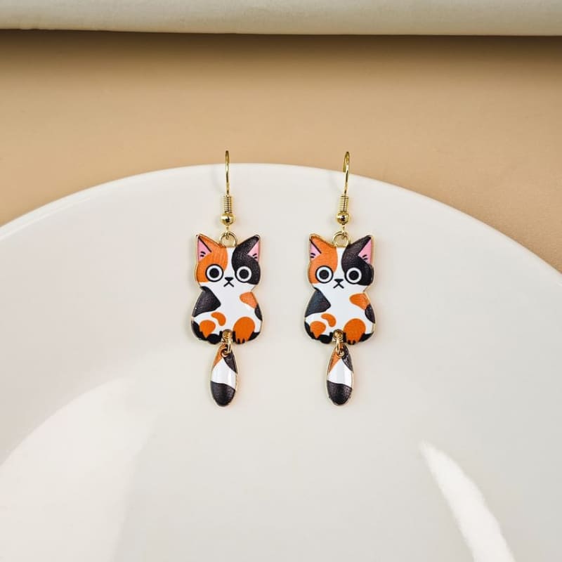 Cat Alloy Drop Earring - jewelry