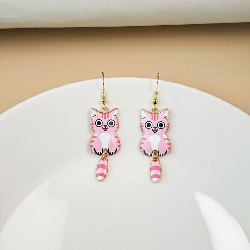 Cat Alloy Drop Earring - jewelry