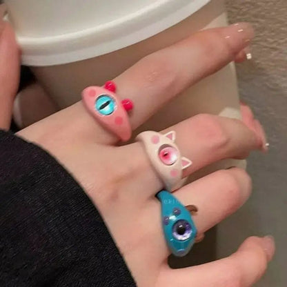 Kawaii Aesthetic Y2K Cute Fairy Cat and Monster Rings MK Kawaii Store