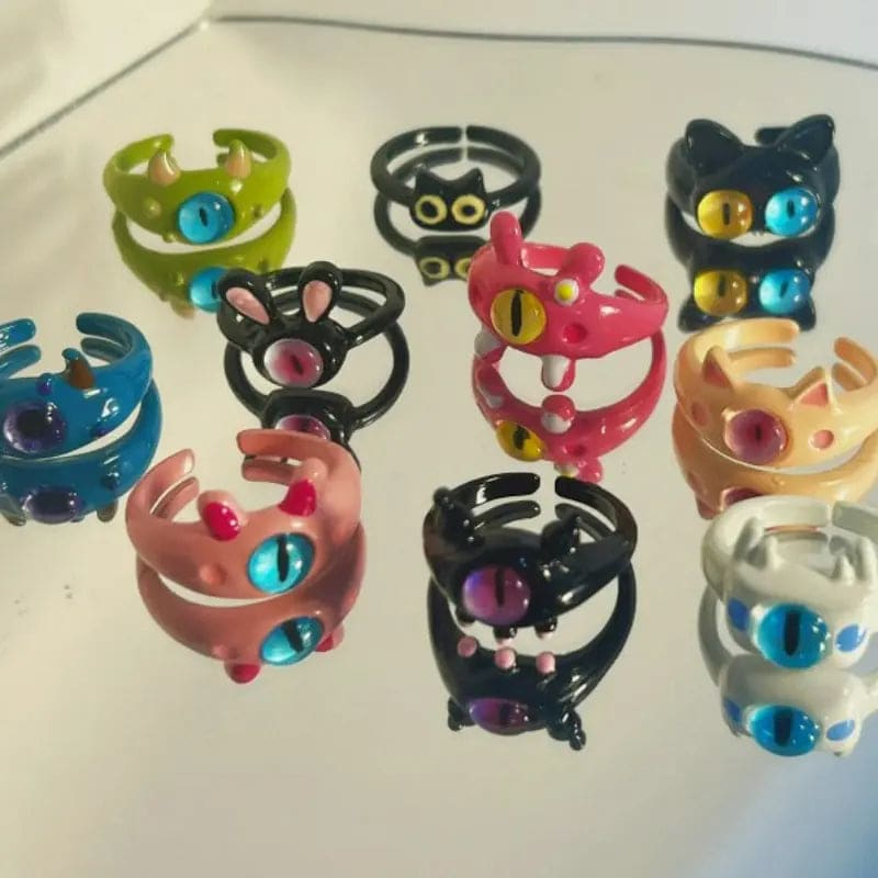 Kawaii Aesthetic Y2K Cute Fairy Cat and Monster Rings MK Kawaii Store