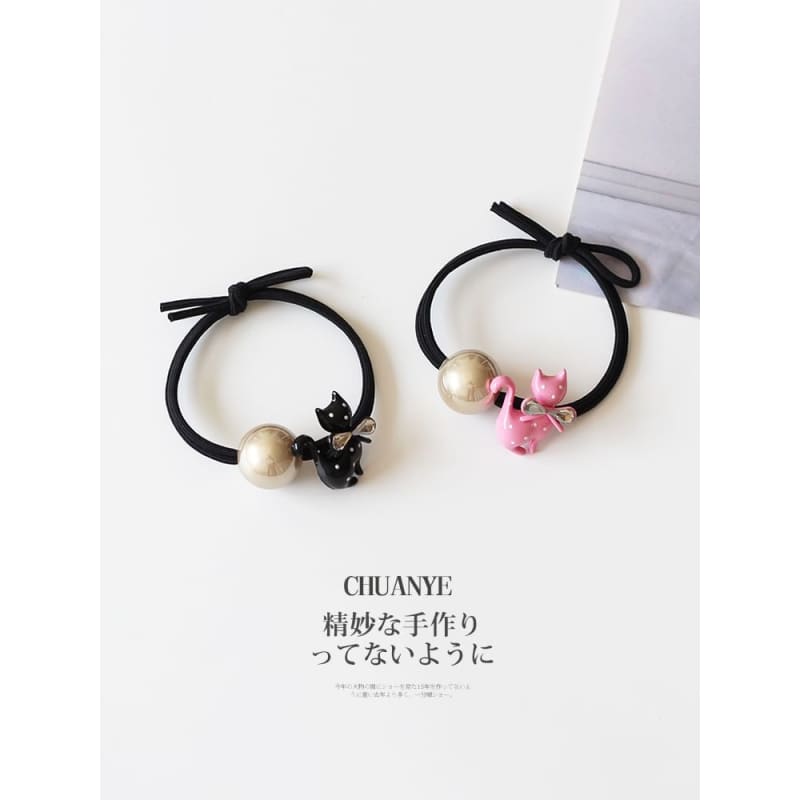 Cat Beaded Hair Tie