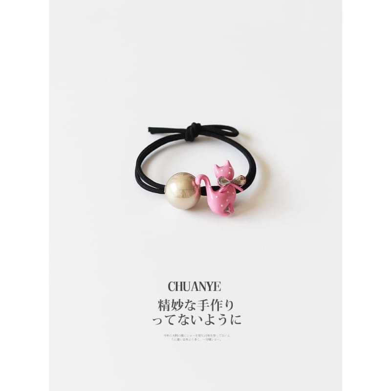 Cat Beaded Hair Tie