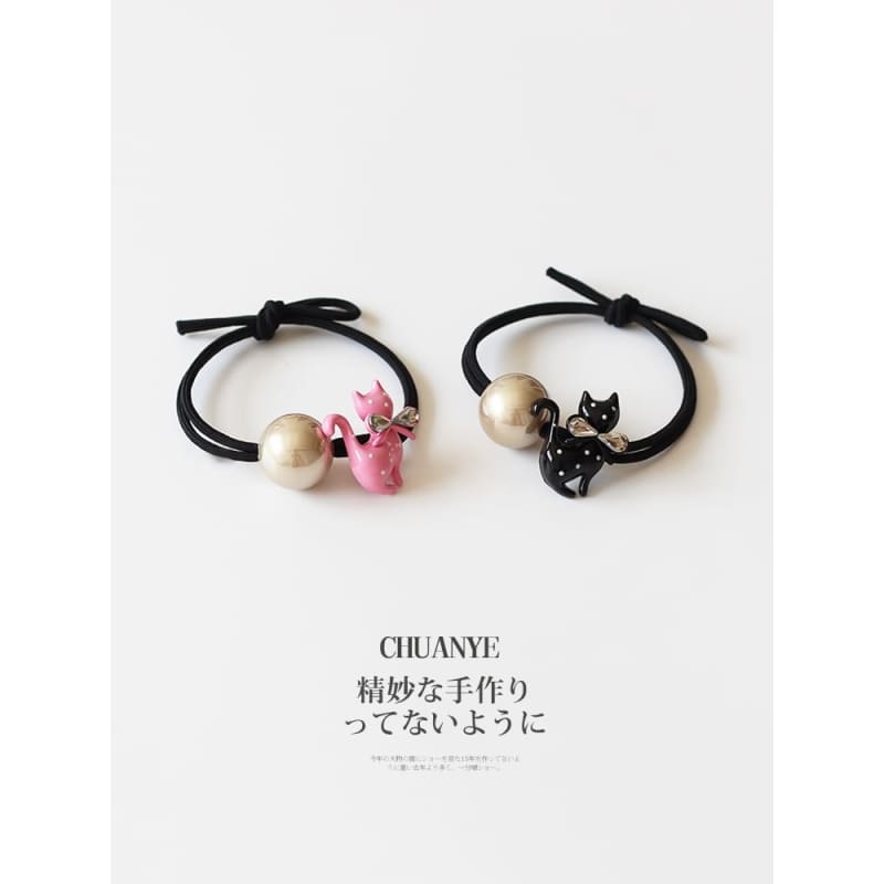 Cat Beaded Hair Tie