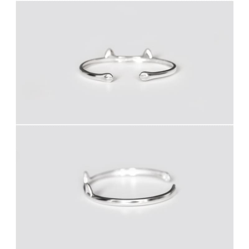 Cat Ear Sterling Silver Open Bangle