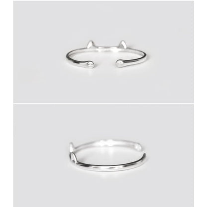 Cat Ear Sterling Silver Open Bangle