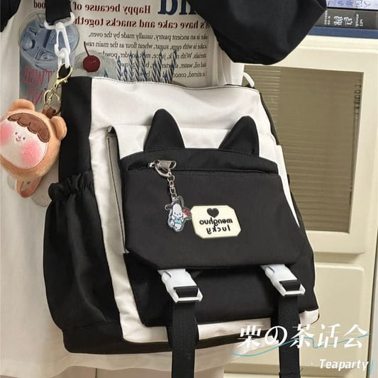 Cat Ear Two Tone Tote Bag / Bag Charm / Set