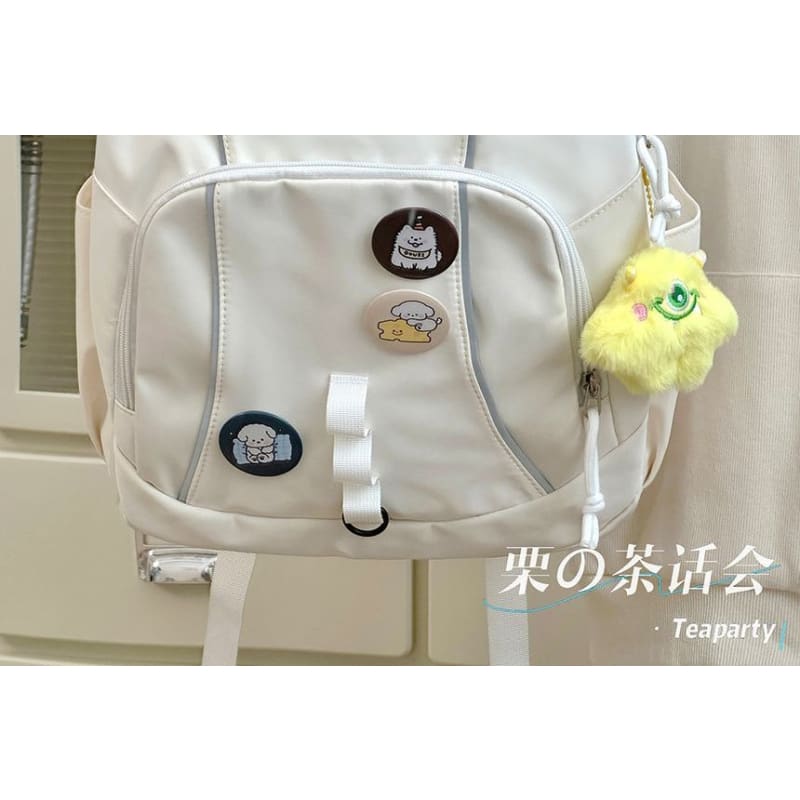 Cat Embroidered Multi-Pocket Backpack / Bag Charm / Set