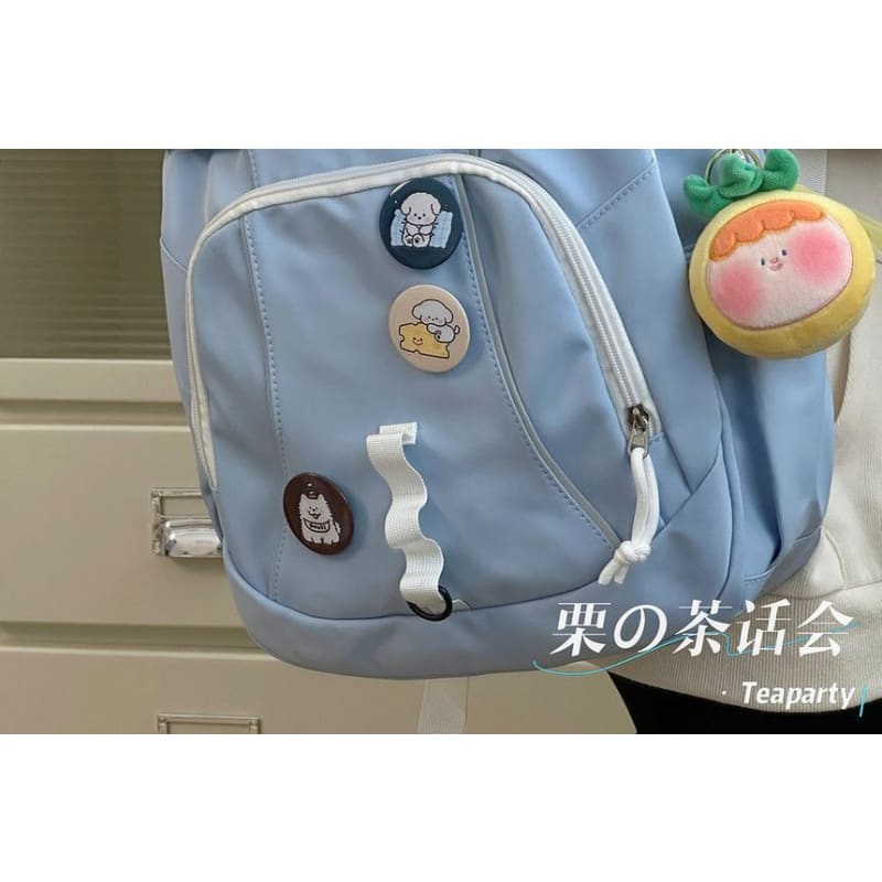 Cat Embroidered Multi-Pocket Backpack / Bag Charm / Set