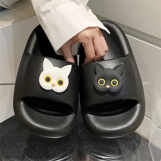 Cat Home Slipper - Black / 36 To 37