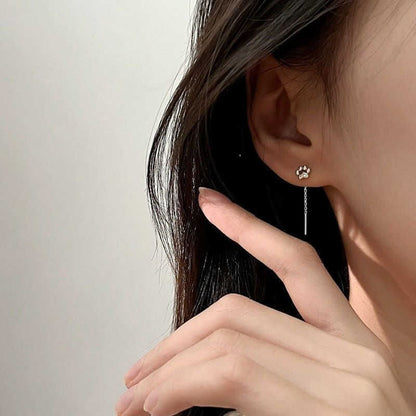 Cat Paw Alloy Threader Earring