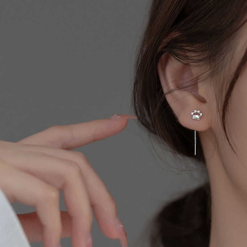 Cat Paw Alloy Threader Earring