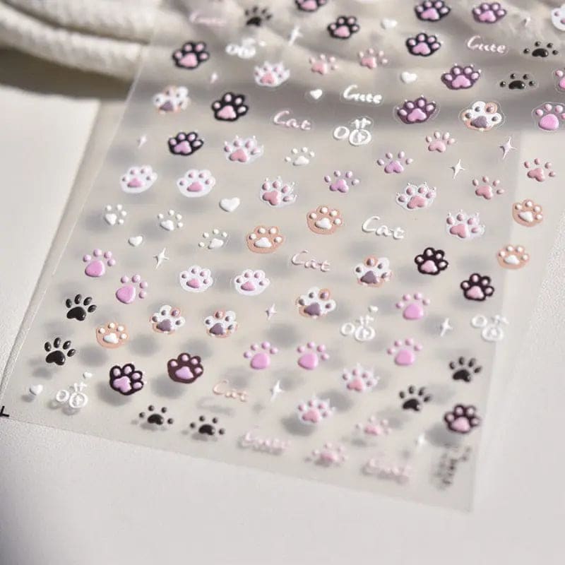 Kawaii Aesthetic Y2K Cute Fairy Cat Paw Nail Stickers MK Kawaii Store