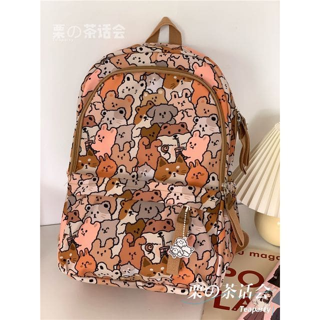 Cat Print Backpack / Bag Charm / Pin / Set - Without Charm