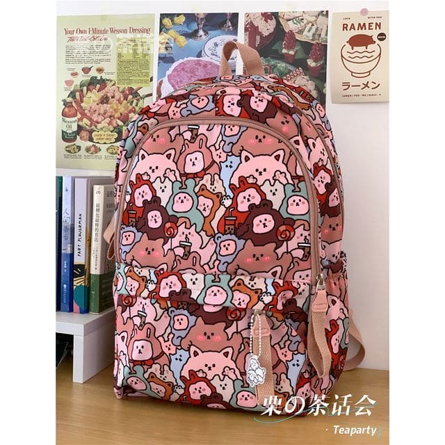 Cat Print Backpack / Bag Charm / Pin / Set - Without Charm