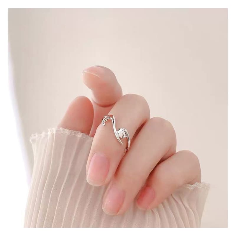 Cat Rhinestone Alloy Open Ring