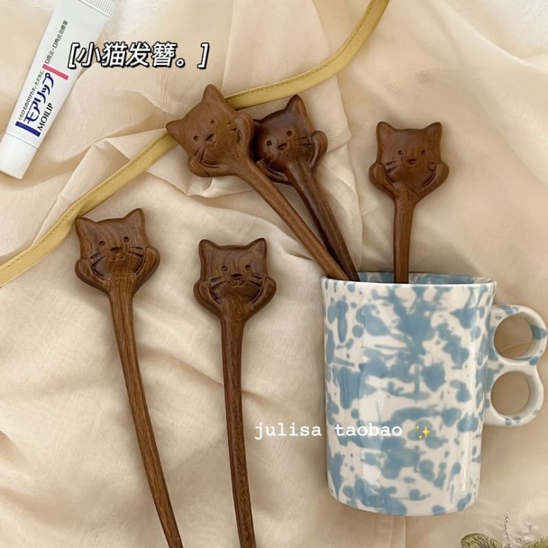 Cat Wooden Hair Stick