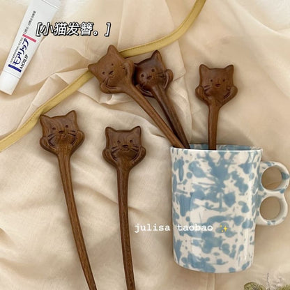 Cat Wooden Hair Stick