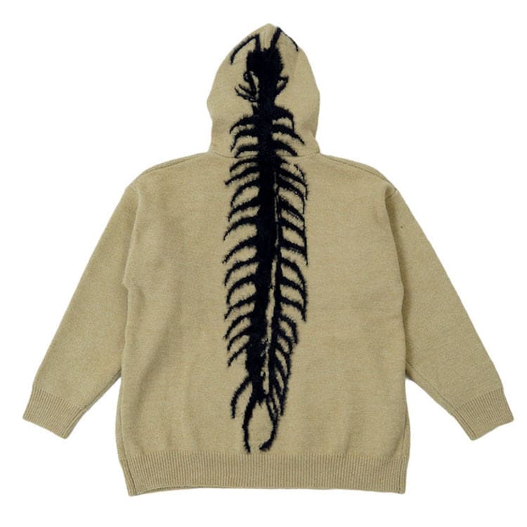 Centipede Knit Hoodie - M / Beige - Hoodie