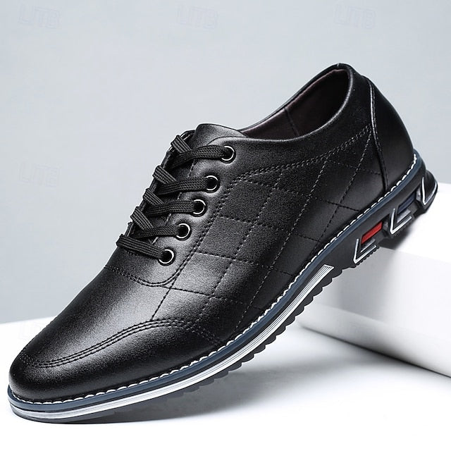 - Faux Lace-Up Quilted Blue Sneakers Leather Stylish Men's