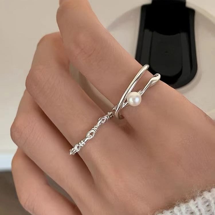 Chain / Faux Pearl Open Ring