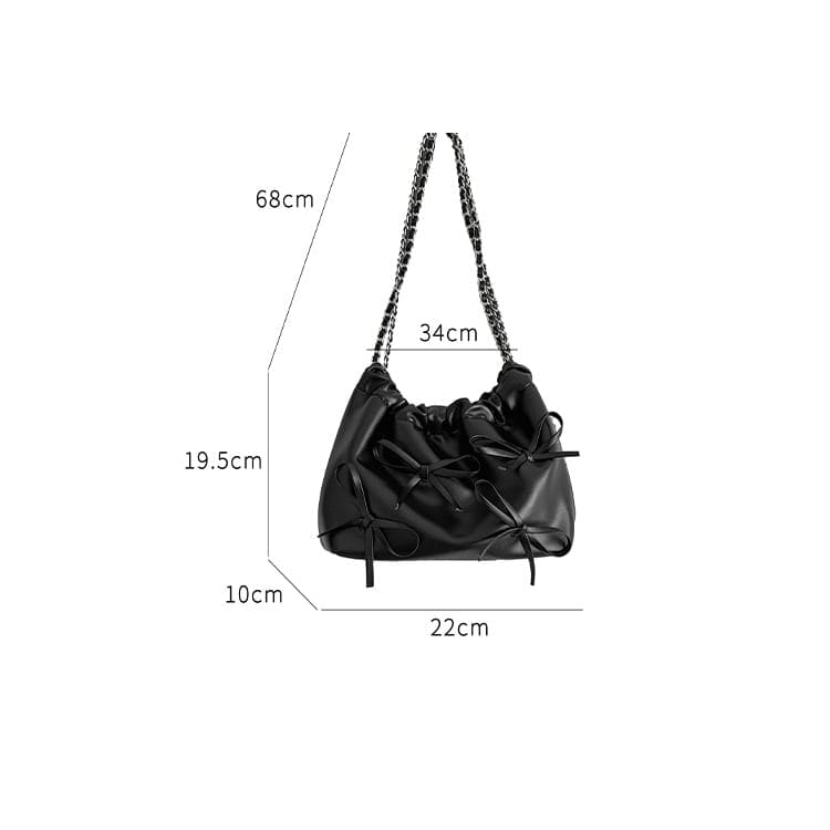 Chain Strap Bow Faux Leather Shoulder Bag