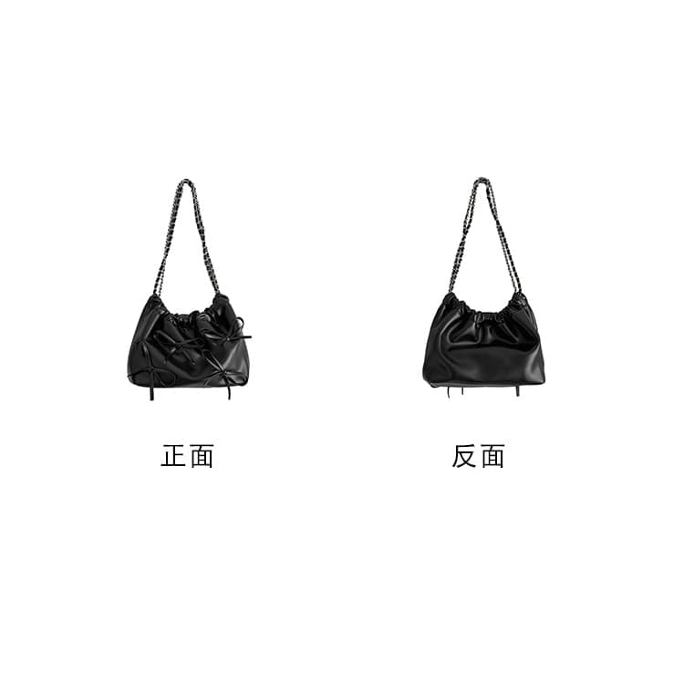 Chain Strap Bow Faux Leather Shoulder Bag