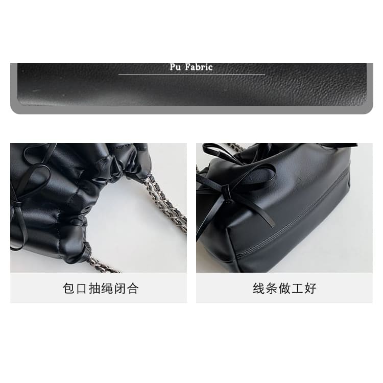 Chain Strap Bow Faux Leather Shoulder Bag