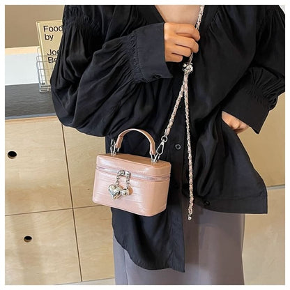 Chain Strap Faux Leather Crossbody Bag