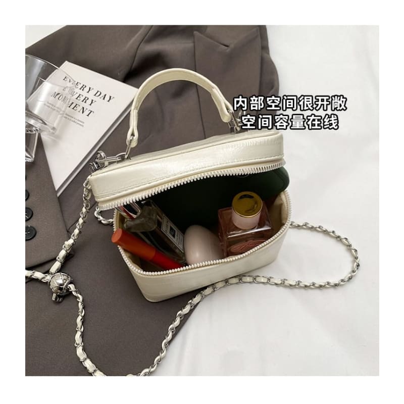 Chain Strap Faux Leather Crossbody Bag