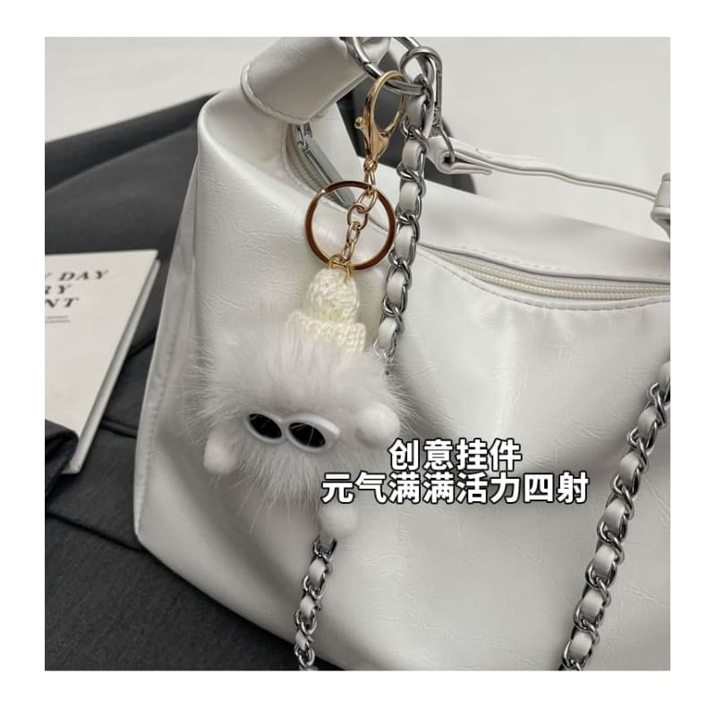 Chain Strap Faux Leather Crossbody Bag / Bag Charm / Set