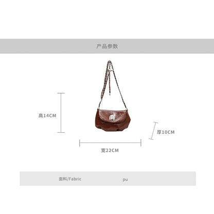 Chain Strap Faux Leather Flap Crossbody Bag