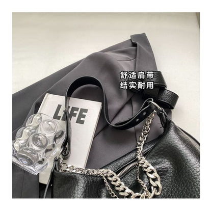 Chain Strap Faux Leather Shoulder Bag