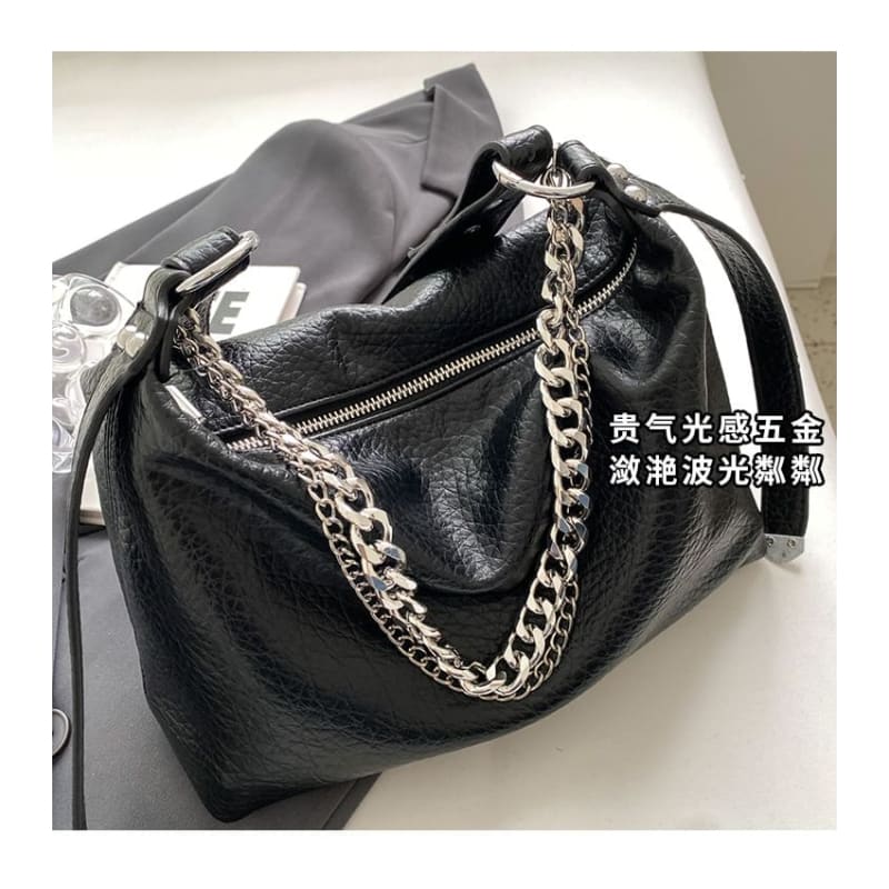 Chain Strap Faux Leather Shoulder Bag