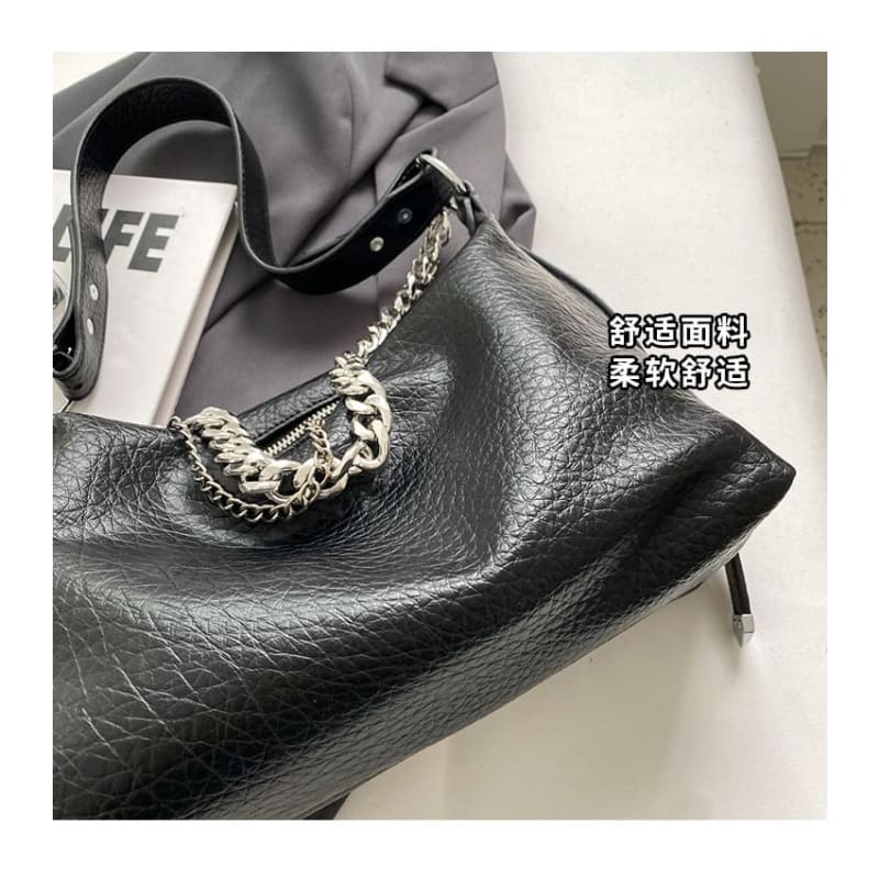 Chain Strap Faux Leather Shoulder Bag