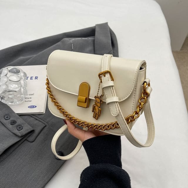 Chained Flap Crossbody Bag - Off-White / One Size