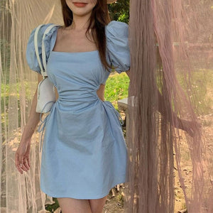Charm Blue Mini Dress - Dresses
