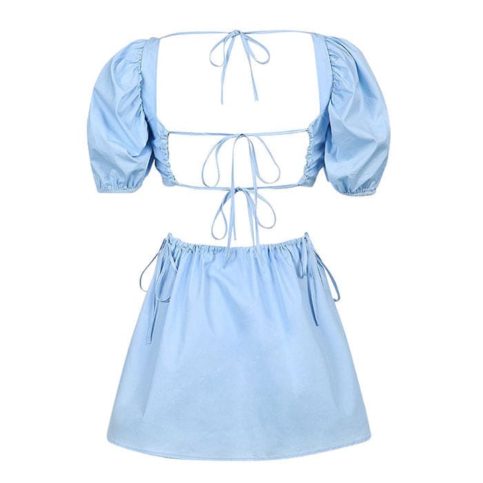 Charm Blue Mini Dress - Dresses