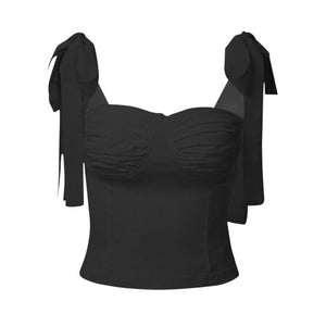 Charm Bow Tie Top - S / Black - Tops