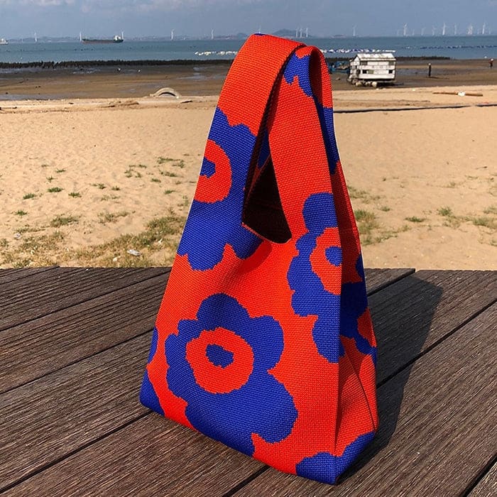 Charming Flower Tote Bag - Standart / Orange/blue - Handbags