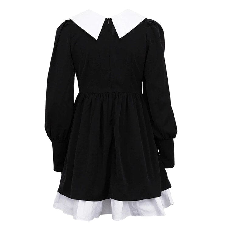 Charming Mini Black Collar Dress - Dresses