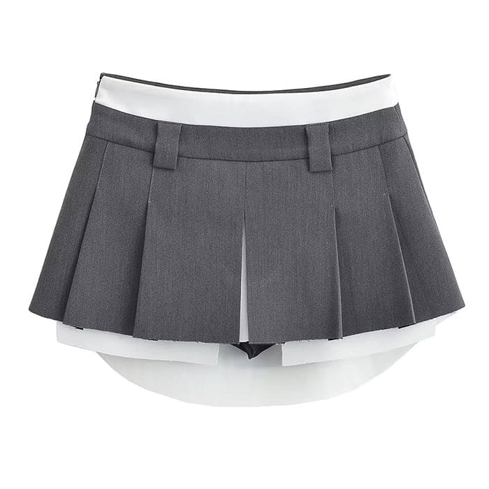 Charming Mini Pleated Skirt - S / Grey / Without Belt