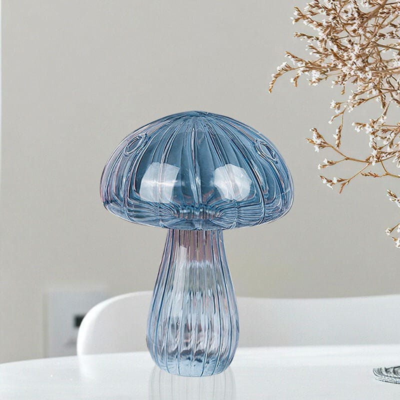 Charming Mushroom Glass Vase - Baby blue