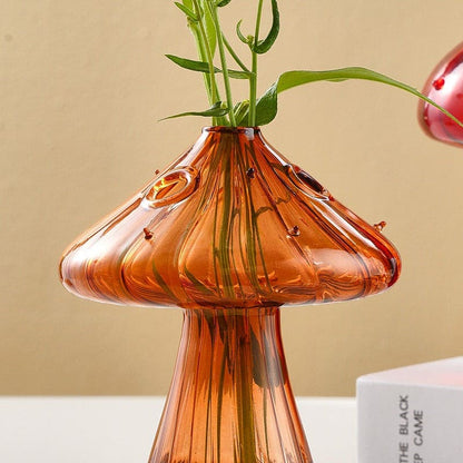 Charming Mushroom Glass Vase - Brown