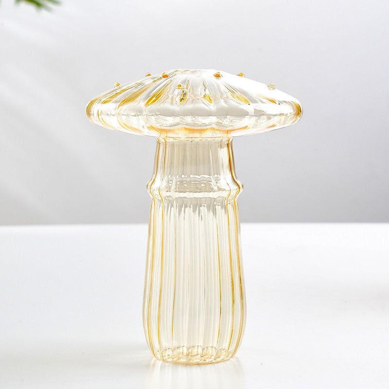 Charming Mushroom Glass Vase - Light yellow