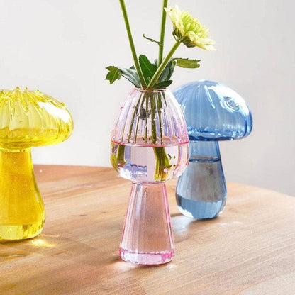 Charming Mushroom Glass Vase - Pink