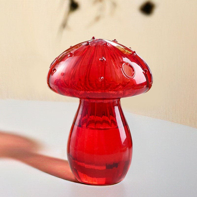 Charming Mushroom Glass Vase - Red