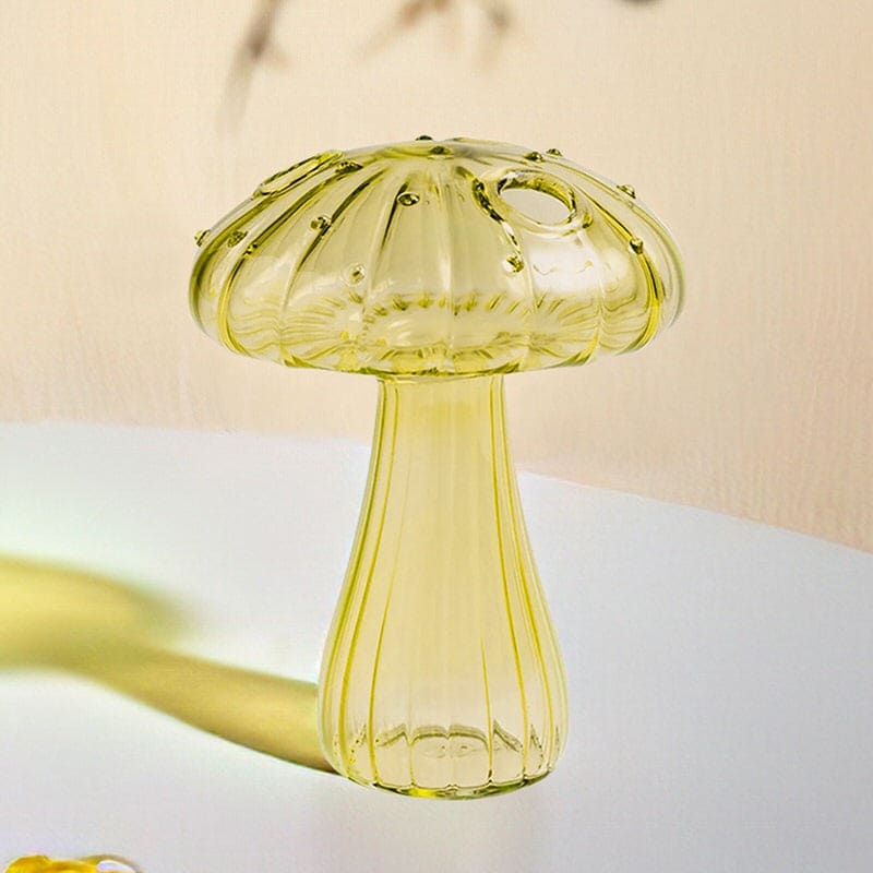 Charming Mushroom Glass Vase - Yellow