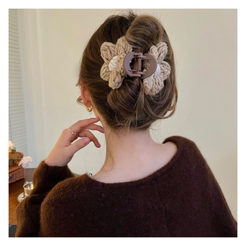 Chenille Flower Accent Hair Clamp