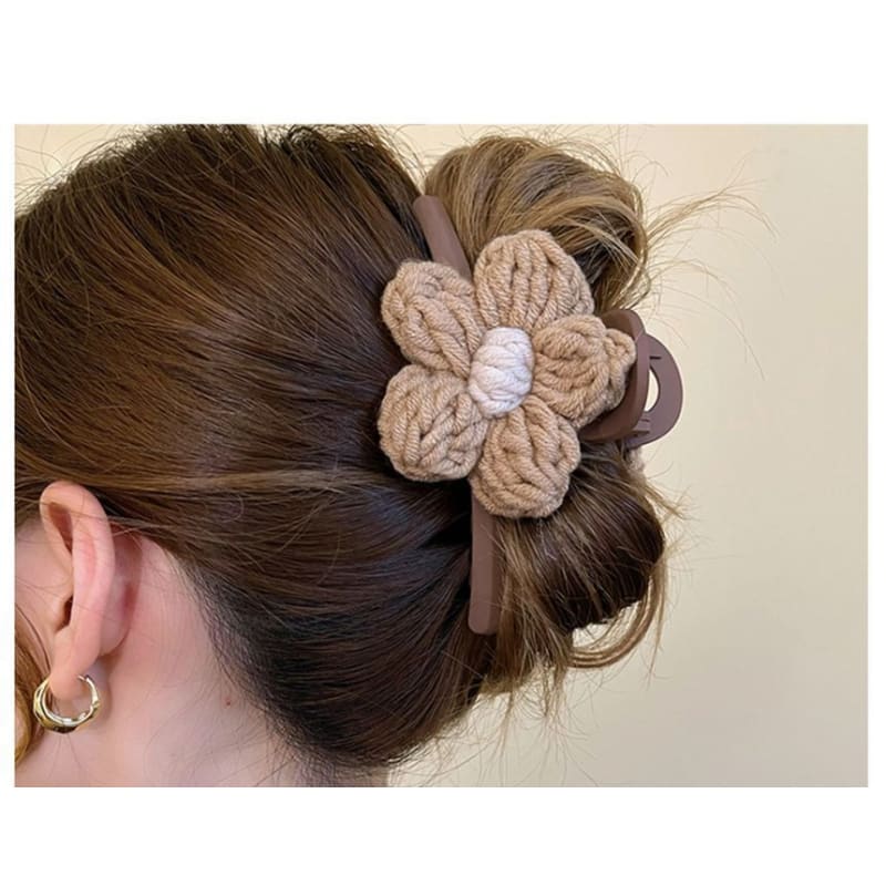 Chenille Flower Accent Hair Clamp